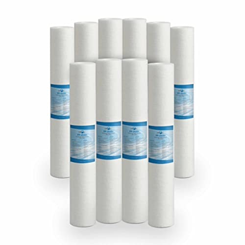 Bellerofonte Filtro Sedimenti 20 Pollici 25 Micron. Elimina Sabbia, Fango, Particelle di ruggine e impurità sospese fino a 25 Micron in Polipropilene 10 pezzi
