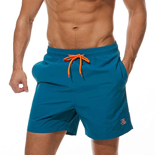 JustSun Herren Badehose Männer Badeshorts Herren Kurz Schnelltrocknend Schwimmhose Boardshorts StrandShorts Herren Beachshorts Pfauenblau XL