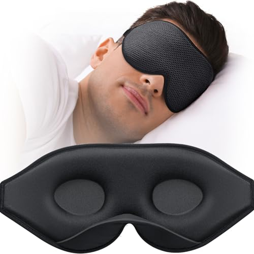 MABAO Seitenschläfer-Augenmaske, Augenmaske für Damen und Herren, 3D konturierter Becher, kein Augendruck, 100% Lichtblockierung, Augenmaske mit verstellbarem Riemen, für Flug, Reisen,