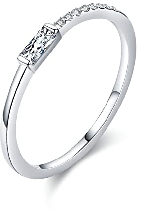 Musihy 925 Silber Ringe, Ring Jewelry Geometrische Zirkonring Kanalfassung Silber Ringgröße 52 (16.6)