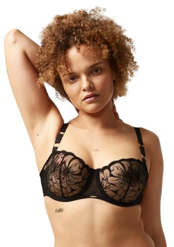 Chantelle Fleurs Half Cup Balcony Bra Black Black 38C