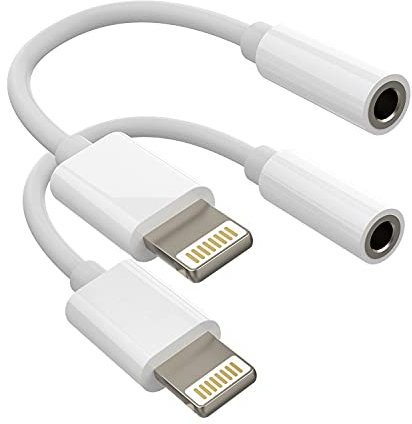 Adaptador de auriculares AUX para iPhone de 3,5 mm a conector Lightning (2 unidades) s conector divisor de audio conector conector conector divisor accesorios de Apple MFI certificado 14 13 12 Pro Max