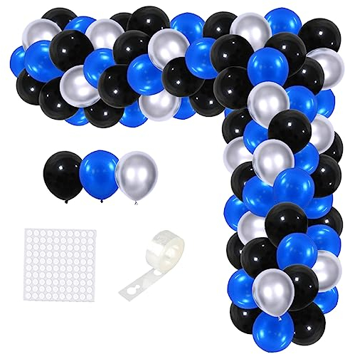 Blau Schwarz Silber Ballon Girlande Kit - Schwarz Blau Metallic Silber Ballons Video Gaming Party Zubehör für Jungen Männer 18. 21. 30. 40. 50. Geburtstag Ruhestand Graduierung Party Dekorationen