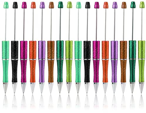 SAVITA 16 Stück Perlen Kugelschreiber, Kugelschreiber Schwarze Tinte Ballpoint Pen Set für Kinder Studenten Büro Schulbedarf (8 Farben)