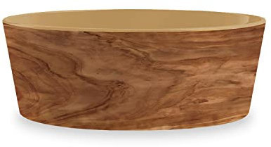 Olive Wood Effect Melamine/Plastic Pet Food Bowl - Sand - Large