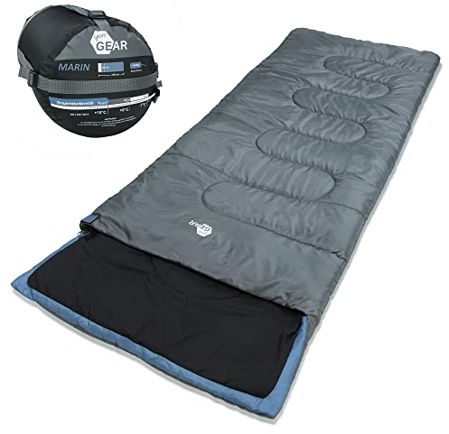 your GEAR Schlafsack Marin -7°C Deckenschlafsack 220x80 cm 3-4 Jahreszeiten Blau Grau leicht warm kleines Packmaß