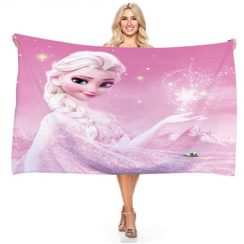 IMFLY Kinderhandtuch Mädche,Strandtuch Für Kinder,Geschenk Kinderhandtuch Für Jungen Und Mädchen,Badetuch,Anna Und ELSA Duschtuch (A,70x140cm)