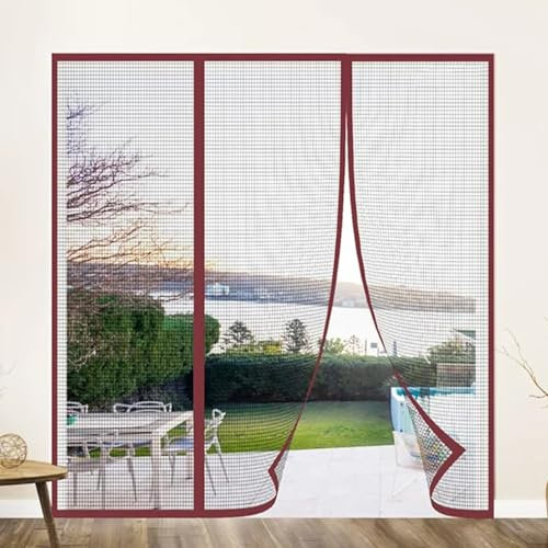 Zanzariera Magnetica per Porte, 80x250cm Premium Rete Fine Impenetrabile, Totalmente Magnetica, Chiusura Automatica Senza Far Entrare Insetti (marrone)
