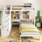 Oyemige Hochbett 90 x 200 mit Schublade und Rausfallschutz，Hausbett Kinder und 2 Lattenrost, Massivholz Kinderbett, Jugendbett (Ohne Matratze)