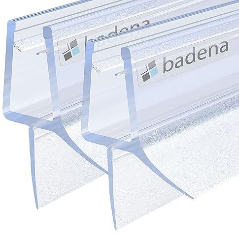 Badena® Duschdichtungen für Duschtüren I Ersatz Dichtung 6mm 8mm Glastür I Duschtürdichtung Wasserabweiser mit Dichtlippe I Dichtung Duschwand Badewanne Duschkabine I Duschabdichtung Gerade 2x 100cm