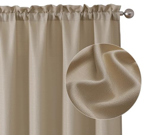 Chyhomenyc Tende color cammello, lunghezza 114 cm, 2 pannelli, in finto lino, semitrasparenti, filtranti la luce, morbide, ariose, con tasca per asta, tende per soggiorno e camera da letto, ognuna