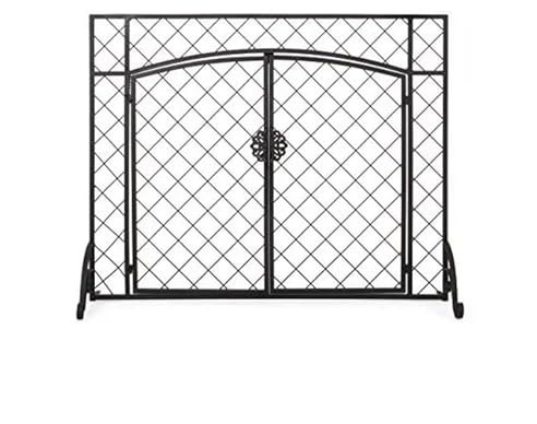 Protectora para Chimenea Iron Fireplace Screen, Matte Black Fire Protection Fence, Fireplace Decoration Accessories Screen Salvachispas (Color : B)
