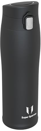 Super Sparrow Gourde Isotherme - INOX Bouteille Isotherme - 350ml - Mug Isotherme Étanche - Gourde Enfant sans BPA - Comprend 2 Couvercles avec Paille et Couvercle Sport
