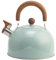Tea Kettle for Stovetop, 3L Camping Whistling Kettle Stainless Steel Stovetop Kettle Polished Teapot Odor-Free Teapot Coffee Pot for Induction Cooker Stovetop, Green