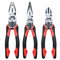 OFOSSTOOL 3-teiliges Zangen-Set, 9-in-1-Multifunktions-Elektrikerzange, 21,6 cm lange Spitzzange, 21,6 cm Linemenzange, 20,3 cm Seitenschneidezange (rotschwarz)