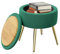 Hawthyhome Hocker Mit Stauraum Runder Sitzhocker Schminktisch Hocker Ottomanrund Gepolsterter Hocker Abnehmbarer Bezug Metallstütze,Dunkelgrün