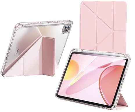 QoKcoahn Case for iPad Air 3 10.5 inch 2019,Crystal Clear iPad 3rd Generation Case with Pencil Holder,Smart Stand Auto Wake/Sleep Protector Pink