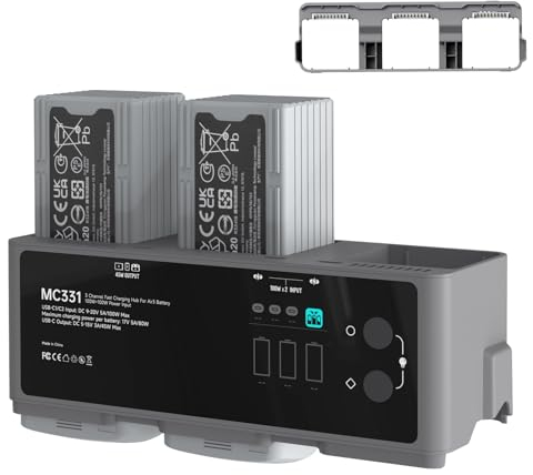 LIMETA 200W Kompatibel mit DJI Air 3/DJI Air 3S Akku-Ladehub - 3-Kanal Paralleles Schnelles USB-Ladegerät - Entladungsunterstützung - Multifunktionales Design Mit LED-Anzeige