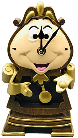 OSKDFUMJ Kerzenhalter Die Schöne und das Biest Kerzenhalter Ornament Wecker Ornament Dekoration Retro Kollektion Harz Ornament Cogsworth Geburtstagsgeschenk (Uhren)