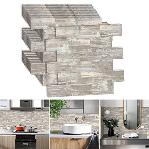 TANYEAR 10 adesivi per piastrelle da cucina, piastrelle adesive per bagno, cucina, pannelli da parete in vinile, piastrelle autoadesive, in PVC, 34 x 29 cm (colore B)