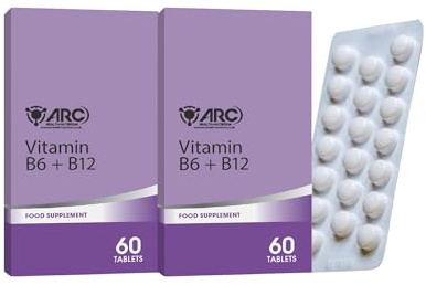 Vitamin B6 100mg and B12 1200mcg 120 Tablets - High Strength - Suitable for Vegans & Vegetarians - Made in UK