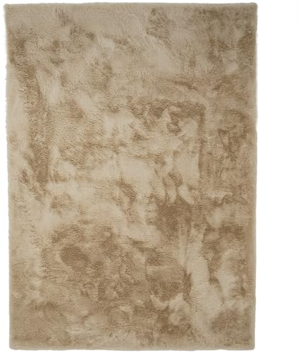Consilio Concept Cloud Fellteppich 160x230 beige braun Teppich Supersoft 39 mm Höhe Soft weich Hasenfell Imitat beige braun Wohnzimmerteppich Kinderzimmerteppich Küchenteppich Flurteppich