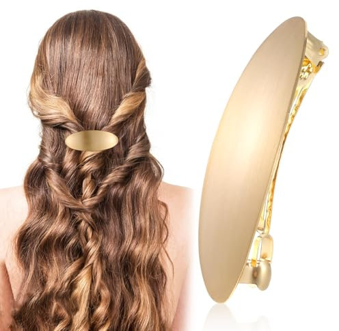 Giantree 3 Zoll Ovale Haarspange, Französisch Vintage Metall Große Haarspange Für Frauen, Rutschfeste Einfache Gold Französisch Hochzeit Prom Formal Haarschmuck Für Frauen Mädchen Haare(Gold)