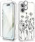 GVIEWIN Compatible with iPhone 16 Case 2024,[Camera Control Button] with Screen Protector&Camera Lens Protector,Shockproof Drop Protection Anti-scratch Clear Floral Cover for Women, Sketch/Black