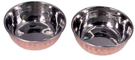 THE Unltd India Pure Copper and Stainless Steel Tableware Serving Bowl, Indian Traditional Table Decor, Hammered Durable Serving Bowl for Pickle, Dry Fruits,(Dia-7.5 CM)