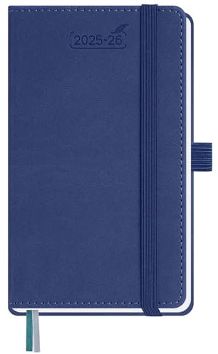 BEZEND Kalender 2025 2026 Klein Wochenplaner A6, 18-Monate Taschenkalender Juli 25-Dez 26, Buchkalender PU-Leder Hardcover mit Stifthalter - Blaubeere