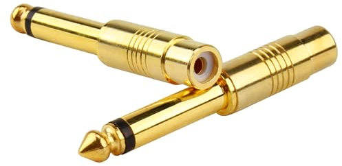 2 Pezzi Adattatore Audio 6.35mm Maschio a Femmina RCA, Audio Connettore Spina Maschio Jack 6,35mm, Adattatore Audio RCA Femmina, Jack 6.35 mm Maschio Mono Connettore per Mixer, Microfoni, Chitarre