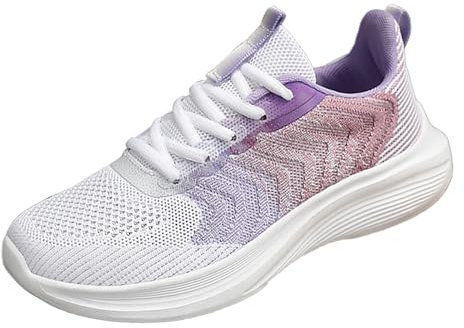 Warehouse Clearance bargains Sale Womens Trainers Low Top Running Shoes Breathable Mesh Orthopedic Sneakers Wide Fit Wedge Trainers Comfortable Lace Up Walking Womens Purple 5.5