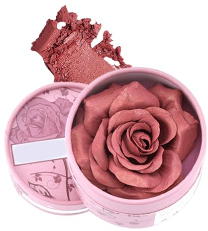 3D Rose Petal Blush – Natürlicher Duft Highlighter Pigmented Highlighter & Eyeshadow, 3,5 g, baubare Formel für Gesicht, Alltagskleidung und Braut-Make-up, langanhaltende Sommerröte für