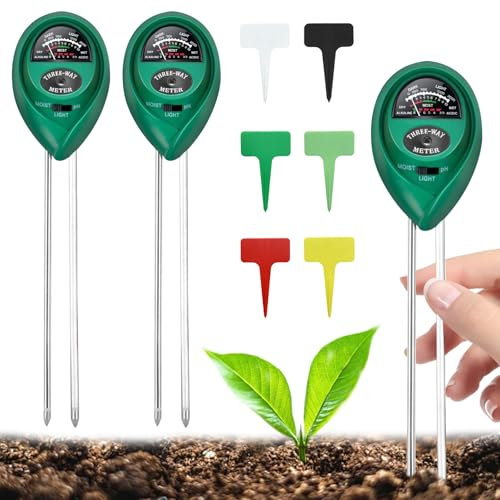 SENLINLIN Soil Moisture Meter, 2PCS 3 in 1 Precise Plant Water Moisture Monitor with 6 Labels, Plant Soil Humidity Meter Soil Test Kit for Garden Lawn Farm Indoor & Outdoor plants, No Battery Required