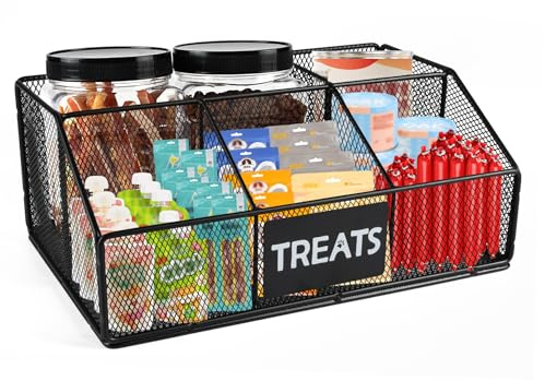 Geyecete Dog Treat Container dog treat station trapezoid Iron art dog treat jar dog food container folding with Compartment pet food storage container