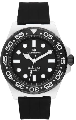 Lorenz Ocean Club 030268FF – Sportuhr für Herren mit Quarz – Uhr mit Gehäuse aus Superlegierung, Soft-Touch-Gehäuse – Armband aus Gummi und Faltschließe – Taucher 100 Meter – spezielle Taucherbox