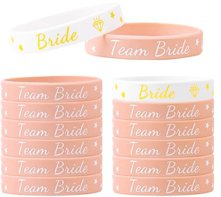 12 Stücke Team Braut Armbänder, JGA Armbänder für Frauen Junggesellenabschied Silikon JGA Accessoires