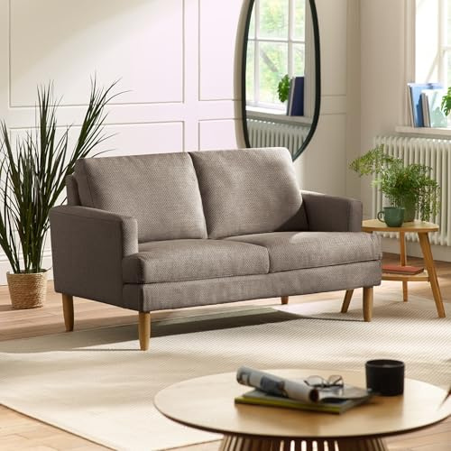 Julian Bowen Daisy Sofa, 2 Seater Couch, Compact, Grey - W138 x D79cm | Contemporary Living Room Sofa for Living Room, Soft Chenille, Compact Space-Saving Design, Ideal for Small Spaces
