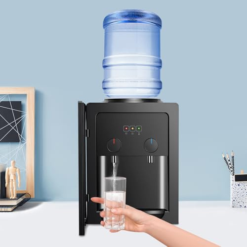 Poyujkyhr Distributeur d'eau électrique 550 W - Distributeur d'eau de table chaud/froid avec doublure intérieure en acier inoxydable - Chauffage rapide 85-95 °C - Distributeur d'eau automatique avec