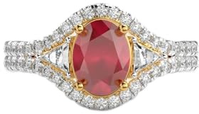 Duchesse of York Ring aus 925 Sterling Silber mit roten Steinen | Vergoldet | Mit Rubin und Moissanit | Handgemachter Mehrform-Damenring | WWJR_0197