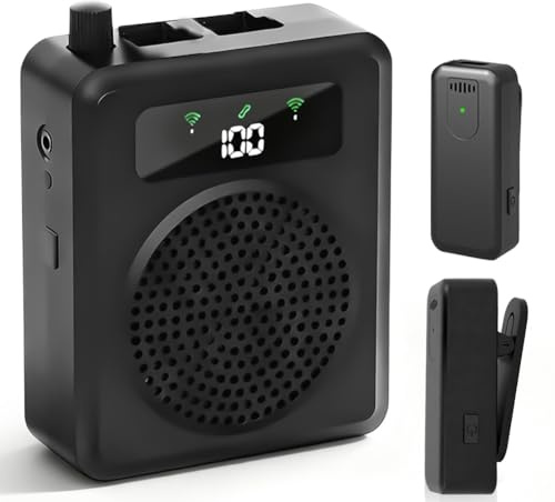 Amplificador de voz, micrófono con altavoz, amplificador de voz portátil con micrófono Lavalier inalámbrico