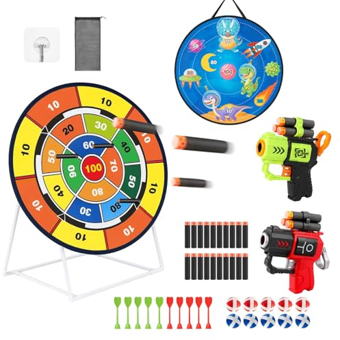 Youyijia 26 Zoll Dartscheibe Kinder, Dartspielset für drinnen und draußen mit Ständer- und Aufhängemöglichkeiten, sicheres Zielschießspielzeug für Familien-, Party- und Gartenspaß