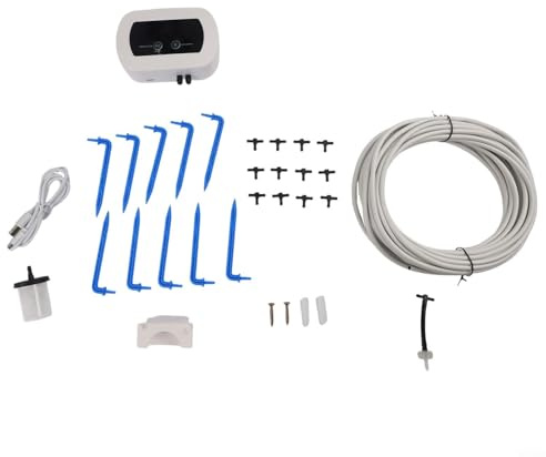 Feeshoppher Automatic Drip Irrigation Kit with Timer Controller and Water Level Sensor, 2200mAh Rechargeable Battery Up to 50 Days, 32ft Hose for Precise Watering of Up to 10 Indoor