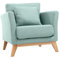 Miliboo Fauteuil scandinave déhoussable en Tissu Vert Lagon et Bois Clair Oslo
