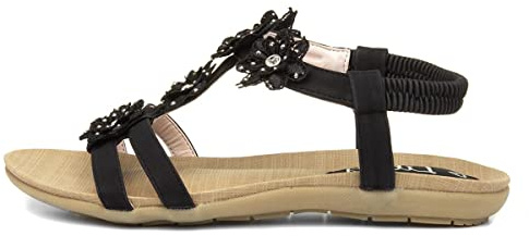 Lilley Stella Womens Black Flower Crochet Sandal - Size 5 UK - Black