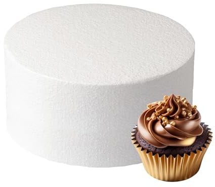 Culpitt 8 x 4 Round Cake Dummy, Straight Edge Cake Form, Practice Cake Decorating or Use for Creating Long-Lasting Displays, Smooth Polystyrene