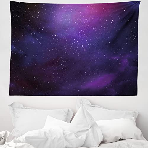 ABAKUHAUS Himmel Wandteppich und Tagesdecke, Galaxy Themed Nebelstern, aus Weiches Mikrofaser Stoff Für den Wohn und Schlafzimmer Druck, 150 x 110 cm, Lila Schwarz Rosa