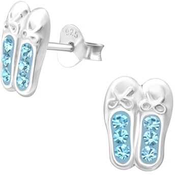 Monkimau Mädchen Ohrringe Schuhe Ballerina Ohrstecker aus 925 Sterling Silver echt Silber mit 12 Kristallen