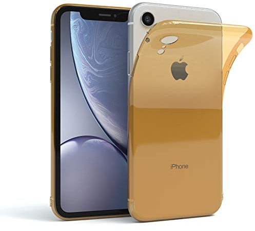 EAZY CASE Hülle kompatibel mit iPhone XR Schutzhülle Silikon, Ultra dünn, Slimcover, Handyhülle, Silikonhülle, Backcover, Durchsichtig, Klar Gold