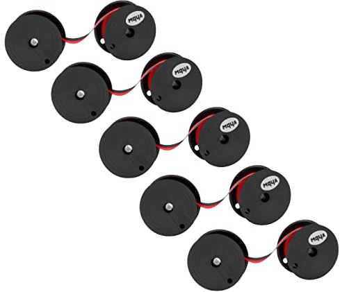 vhbw 5x Farbband Schriftband kompatibel mit Triumph-Adler Electric 131 C, Electric 131 Nadeldrucker, Bondrucker - Schwarz, Rot